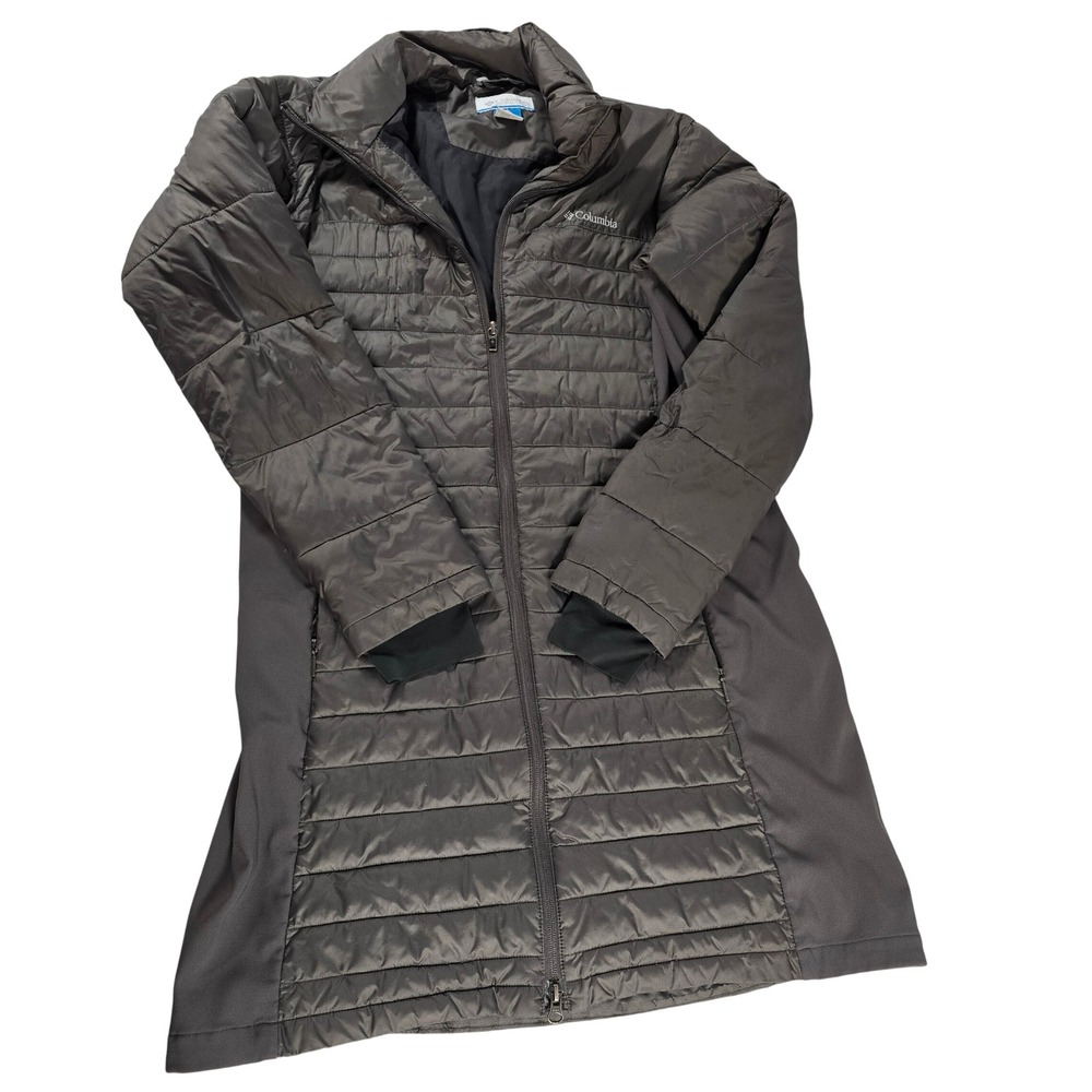 Columbia Womens Brown Longline Quilted Puffer Hybrid Jacket Large RN69724